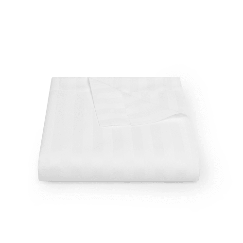 Sábana Superior Decorativa de Poliéster Beyond Collection, Diseño a Rayas Satinadas Anchas, Tamaño Queen, 96x120 CS, Blanco
